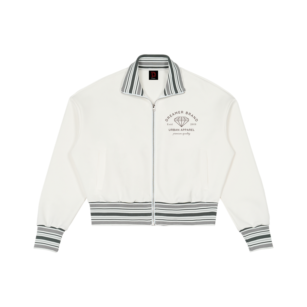 Diamond Striped Rib Collar Jacket