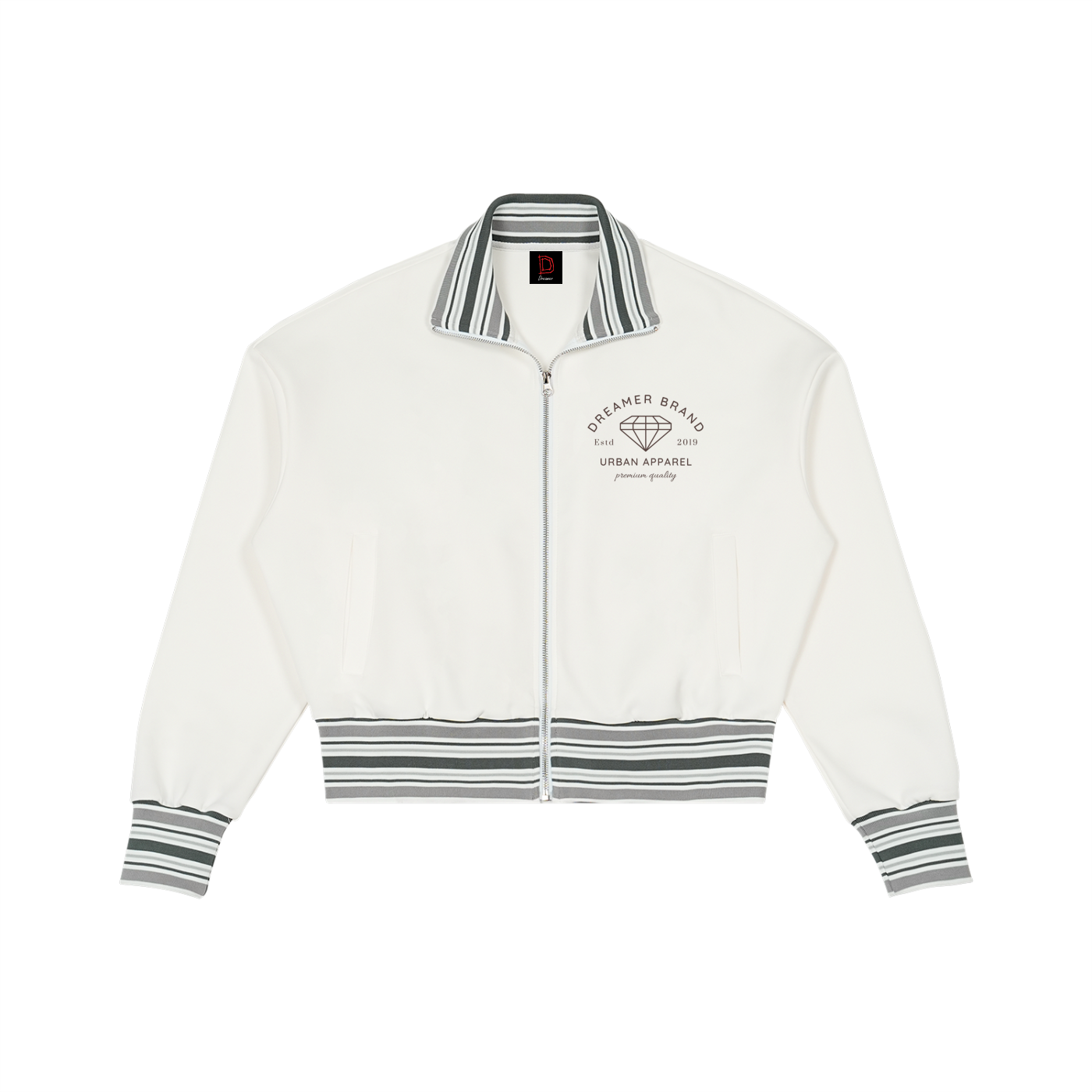 Diamond Striped Rib Collar Jacket